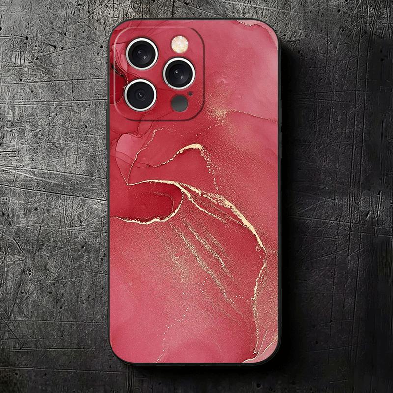 Gold Granite Marble Pattern Soft Phone Case for iPhone 16 16E 17 Air 15 Pro Max 14 Plus 13 Mini 11 12 7 Black Cover Back Shell