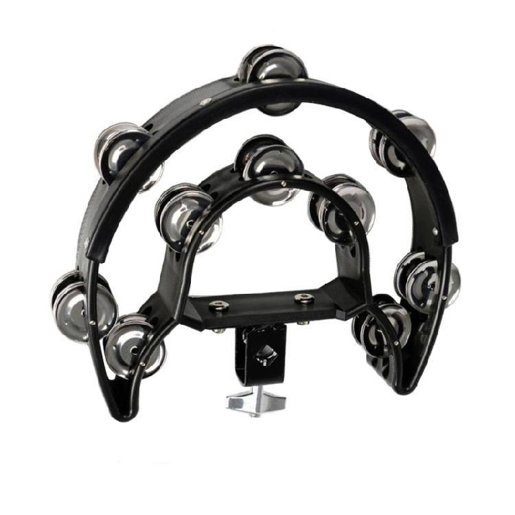 Double Row Jingle Tambourine Half Moon Plastic Base Hi-hat Tambourine for Party