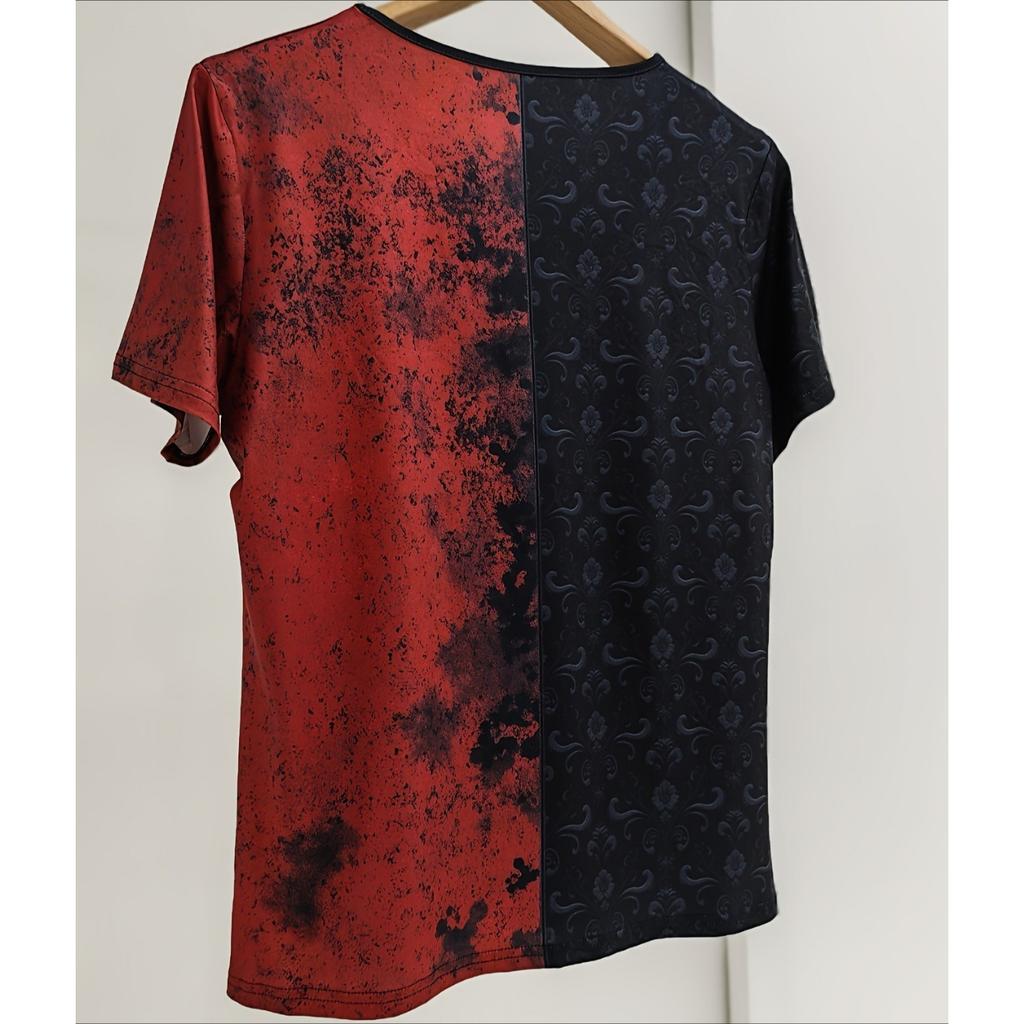Summer V-neck Retro Flower Pattern 3D Printed Top Fashionable Casual Short Sleeved Plus Size Women's T-shirts