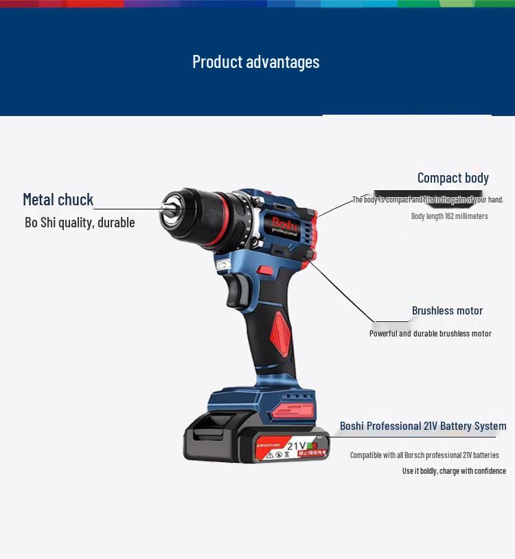 High-Power Brushless Lithium Electric Screwdriver & Drill with Rechargeable Battery