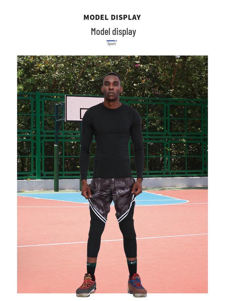 Men's Seven-Point Honeycomb Compression Basketball Pants with Knee Protection