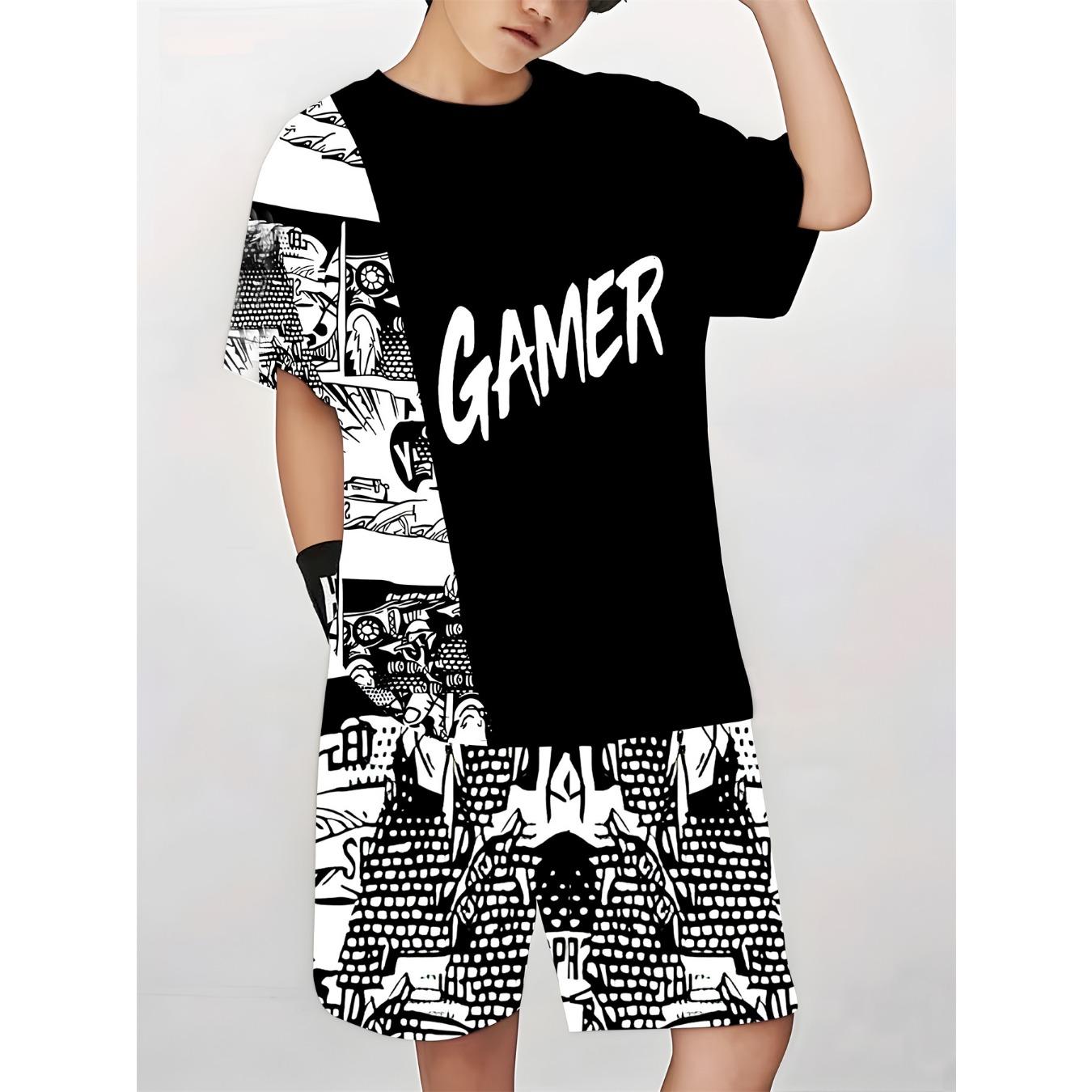 

Summer 2025 Bestseller Youthful energetic street casual Fashion 3D letter pattern printed Comfortable 13-14Y