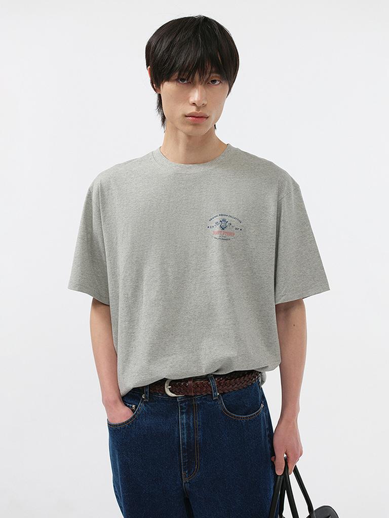 Deonseuteupomaen Cupid Arch Back Logo T-Shirt_Unisex_Udts5B128_Melange Gray