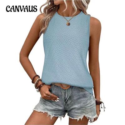 Sommer Damen Weste Neue Rundhals bedruckte Westen T-Shirt Tops Ärmelloses Top
