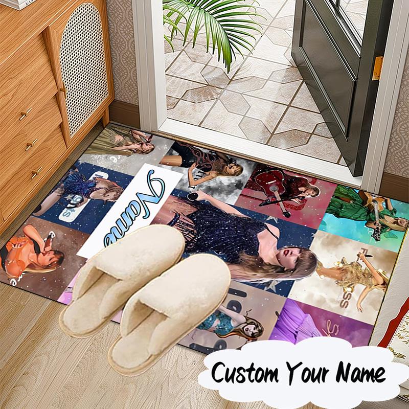 Custom Name Taylor Top Singer Rug for Living Room, Game Rooms, Office, Bedroom, Floor Mat Playful Design, Fan Gifts Christmas Decor