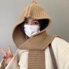 Scarf Integrated Warm Autumn And Winter Hooded Shawl Hat Dual-Purpose Knitted Scarf Wool Hat