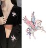 Contemporary Alloy Horse Brooch Avaliable Badge with Big Wing Accent Versatile Clothing Accessory Jewelry