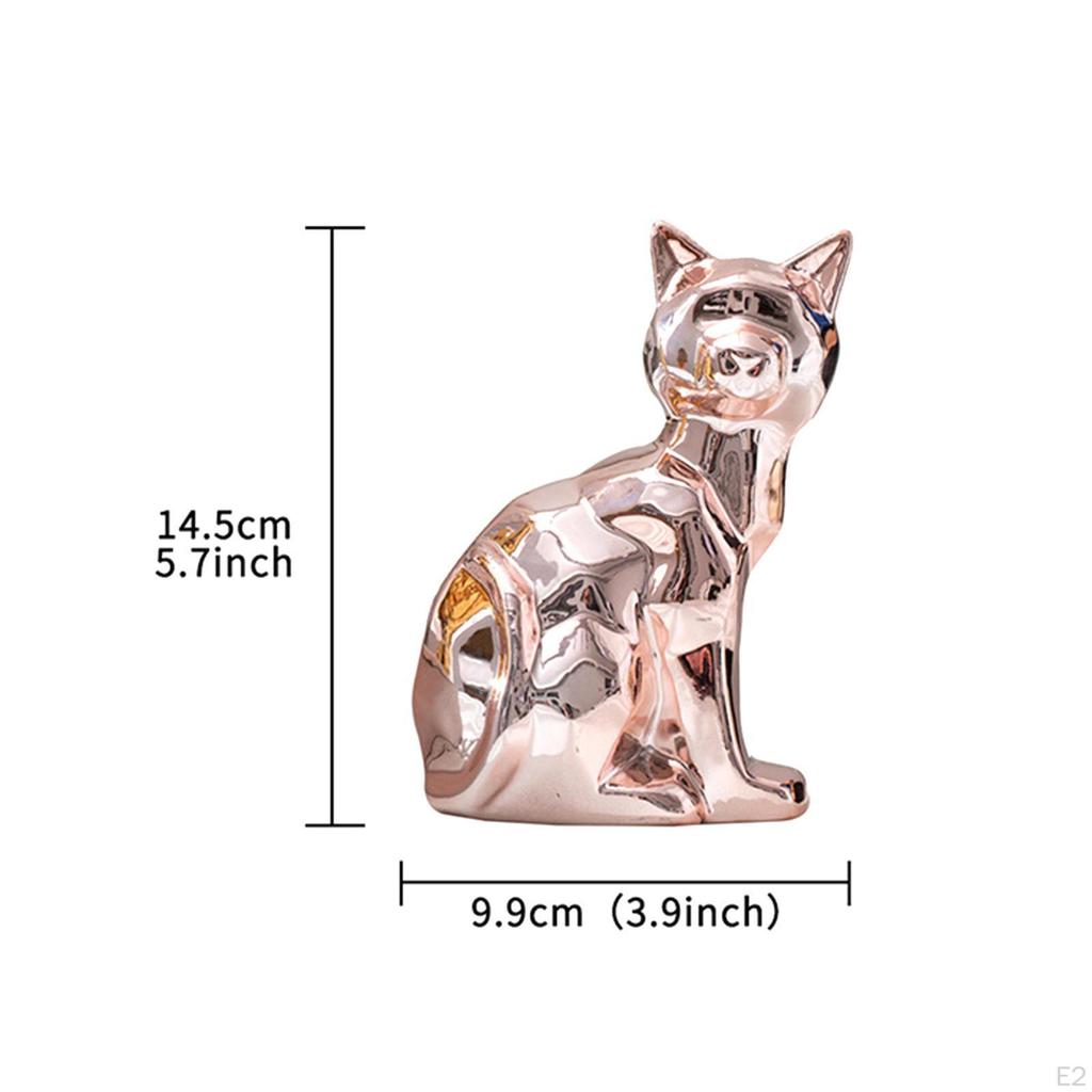 Resin Cat Sculpture Figurine Ornament for Living Room Bookshelf Desk Fireplace House Decoration
