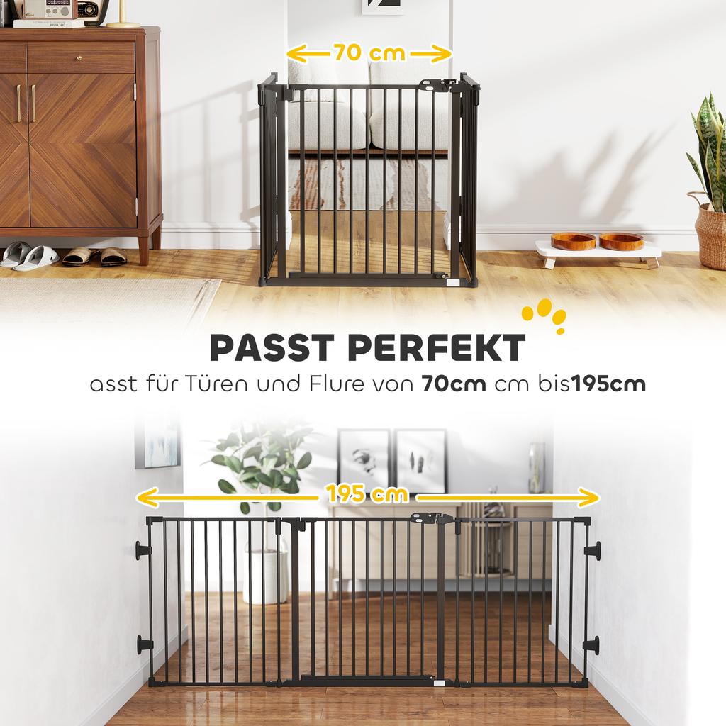 Dog Barrier Gate Freestanding Adjustable Protective Gate 202.5 x 76 cm Dog Gate Foldable Door Safety Gate Dog Barrier Gate for Stairs, Doors, Kitchen