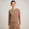 Mengyi Women's Pure Cashmere Round Neck Cardigan - Solid Color, Loose Fit, Warm Knit Outerwear for Spring/Autumn