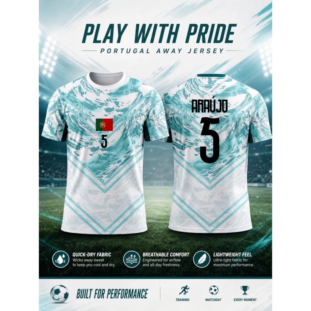 Portugal Away 2026 Skin Friendly Four Sided Elastic Sportswear, Moisture Wicking Fan Jersey