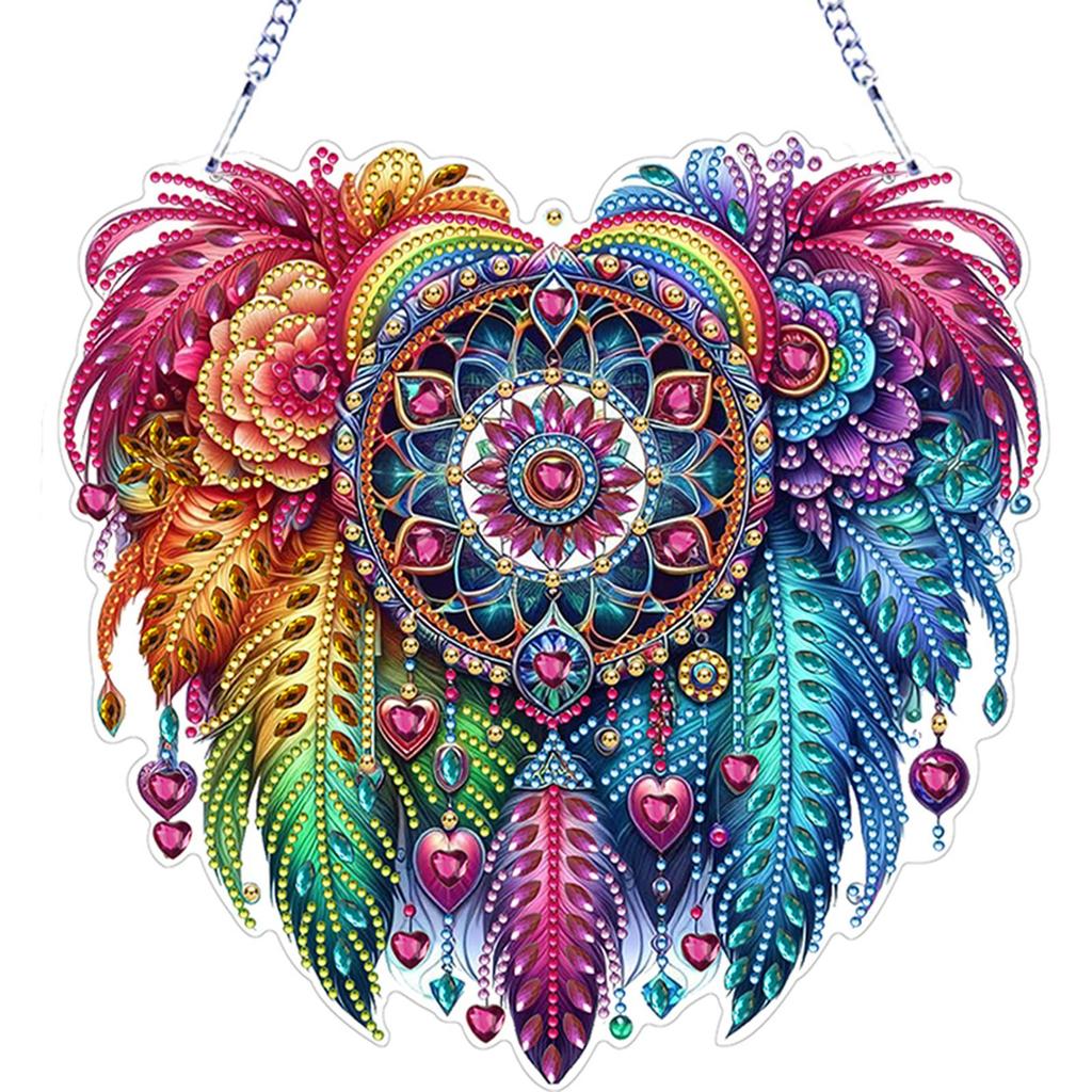 Flower 2D Flat DIY Special Shape Hanging Diamond Art Kits Diamond Painting Set Diamond Art Pendant Wall Decor for Home & Windows