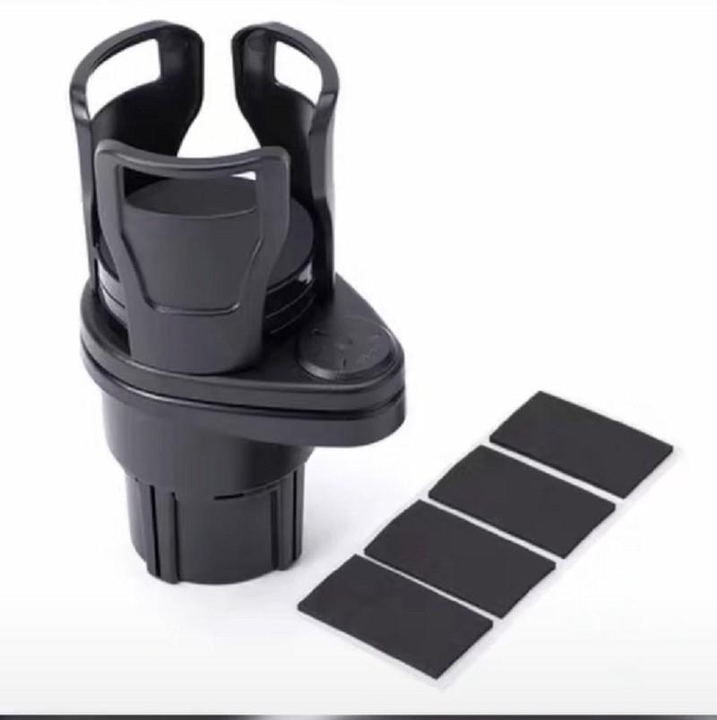 Rotating Car Cup Holder & Phone Mount with Dual-Layer Storage