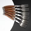 Jaswehome 6-teilige Steakmesser- und Gabelkollektion mit Holzmaserung, Westliches Essbesteckset, Edelstahl-Besteckutensilien