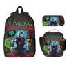 3Pcs Villainous Comdy Merch Backpack Set for Boy Girl Pen Bags Bookbag Sets with Lunch Box For School Students Daypack
