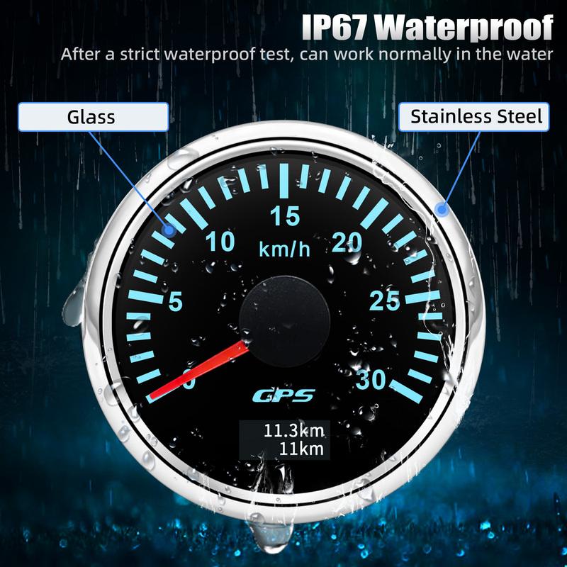 30km/h 60km/h 120km/h 200km/h Speed Gauge with GPS Antenna 52mm Gps Speedometer 7 color Backlight for 12V Car Boat