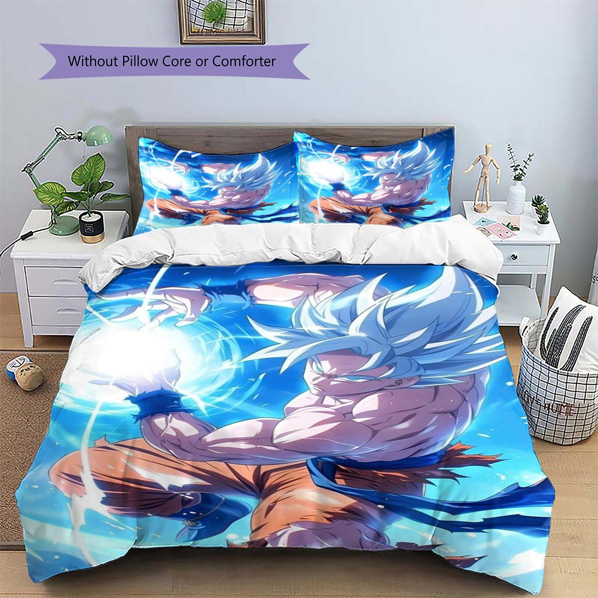 

Goku Patterned Pillowcase & Duvet Cover Set Interior Bedding for Bedroom Gift Option for Lovers.-TING 135x200cm