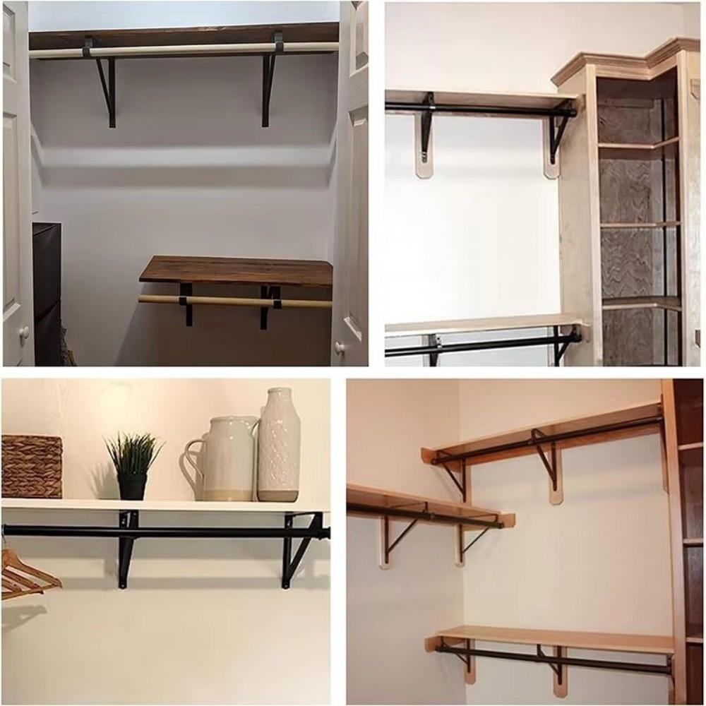 Iron Wardrobe Bracket Heavy-duty Closet Rod Support Hook  For Closet, Bathroom and Kitchen