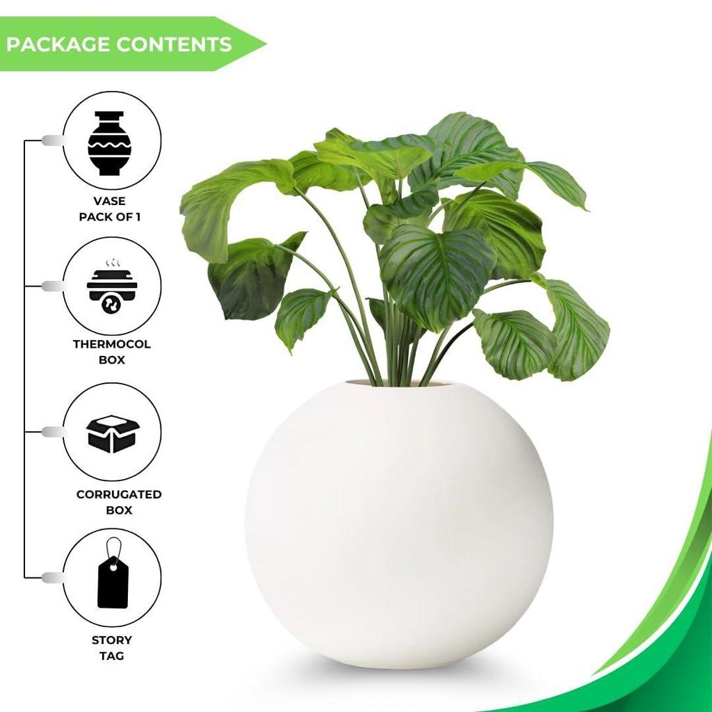 Neueste Keramik 'Weiße runde Vase' 4 Zoll - 1er-Set | Dekorative runde Vase für Trockenblumen und Pampasgras | Vasen für Heimdekoration,