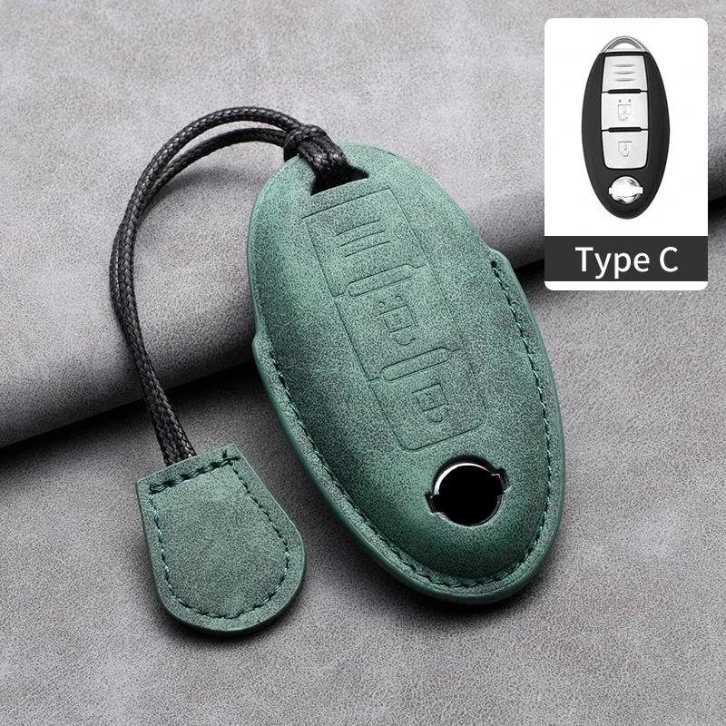 Leather Car Remote Key Case Cover Shell for Nissan Versa Maxima Altima Rogue Armada Sentra Murano for Infiniti FX35 QX60