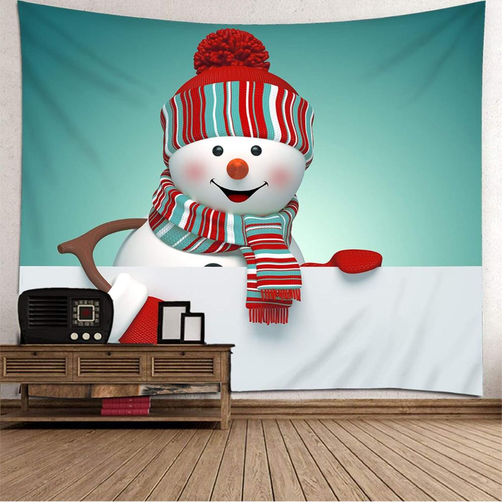 Snowman Snowflake Christmas Tapestry New Year Winter Party Tapestry Bedroom Dormitory Wall Hanging