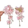 Elegant Pearl Tassel Hair Clip with Fabric Flower - Exquisite New Year Headdress for Women