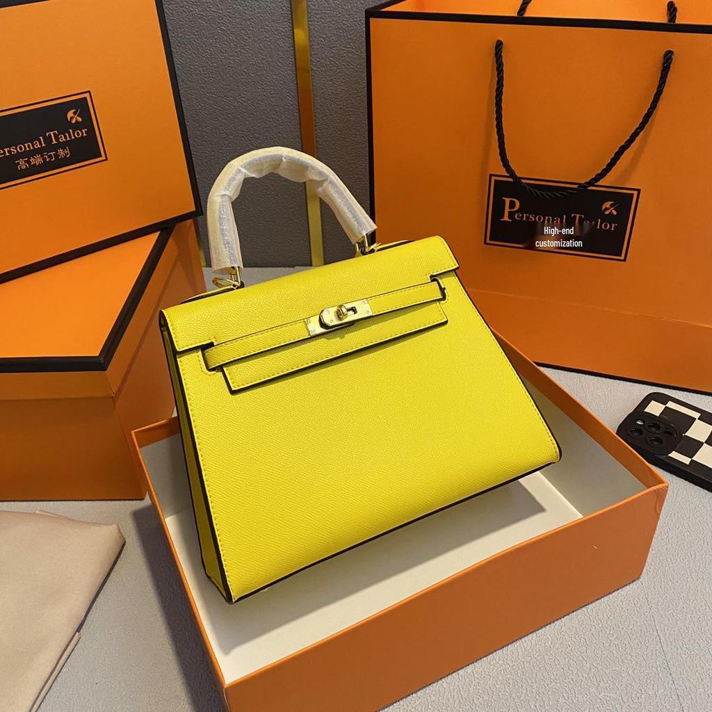 Bolso Kelly Color Caramelo: Bolso de Mano de Moda Europeo y Americano para Mujer, Bolso de Hombro Único o Cruzado de Gama Alta