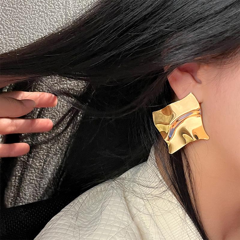 Electroplating Simple Fashion Geometric Earrings Women'S Electroplating Trendy Personality Stud Earrings Temperament