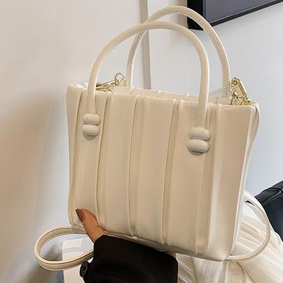 Einfarbige Falten-Handtasche Tasche Damen Herbst Neu Lässig Schulter Umhänge-Tragetasche