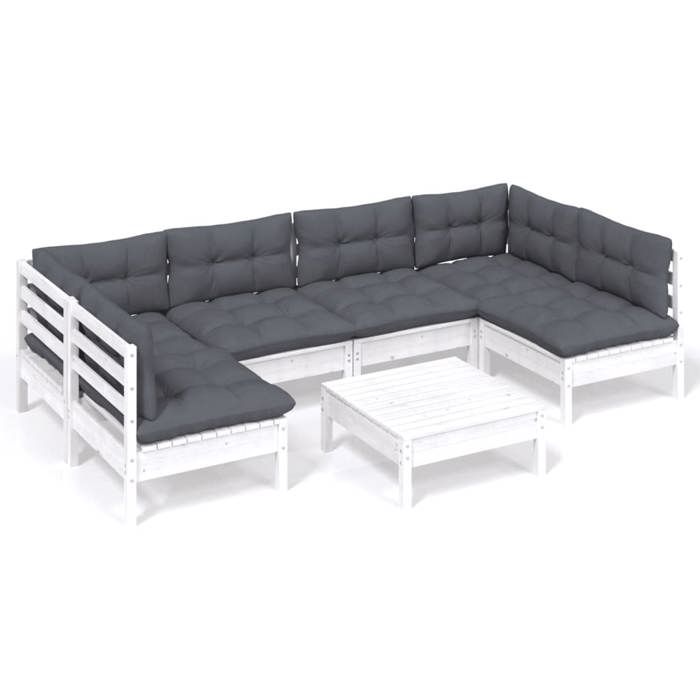 VidaXL Solid Pine Wood Garden Lounge Set 7 Pcs with Cushions Patio Furniture Outdoor Furniture Garden Furniture 3097158