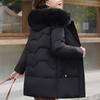 Plus Size Middle Age Women Winter Coats Hooded Faux Fur Collar Elegant Thick Warm Parkas Female Jackets