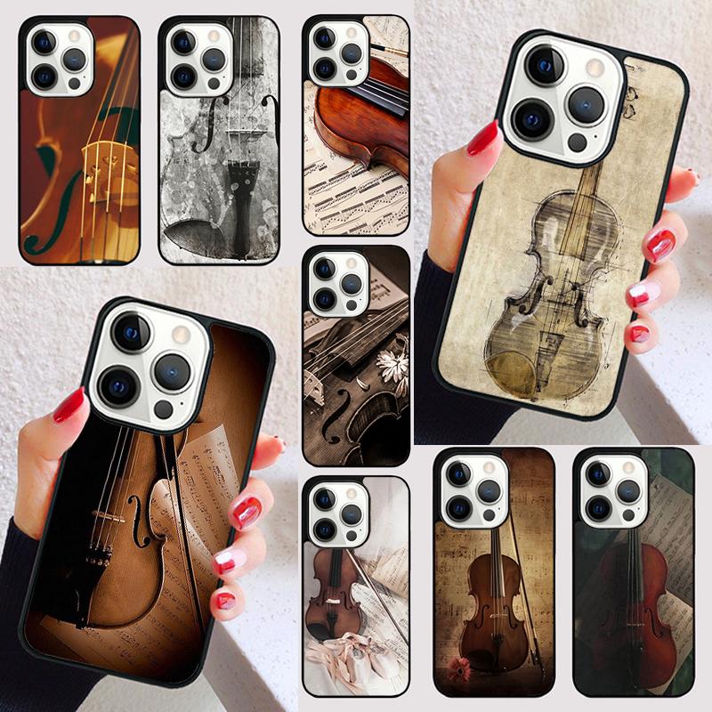 Violin and Musical Note Phone Case for iPhone 17 Air 16 16e 15 Plus for Apple 13 11 12 14 Pro Max Cover coque Shell