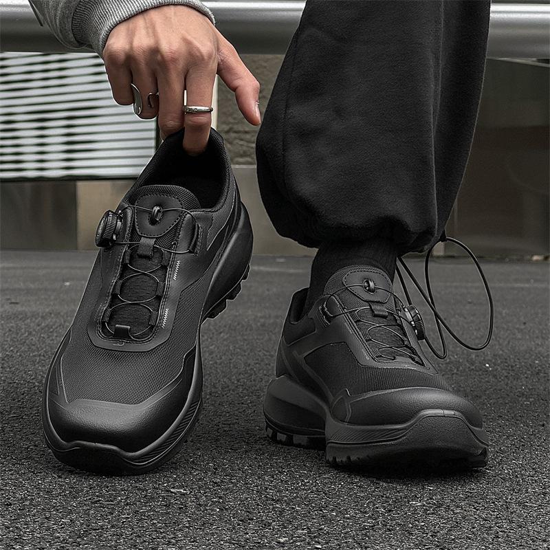 Men's Year-Round Comfortable Thick Sole Hiking Sneakers with Rotating Button Closure