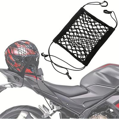 Motorrad-Ladungsnetz, hochelastisches, doppellagiges Motorradnetz zur Helmaufbewahrung, 10 x 11 Zoll, Bungee-Ladungsnetz mit Haken, Gepäcknetz