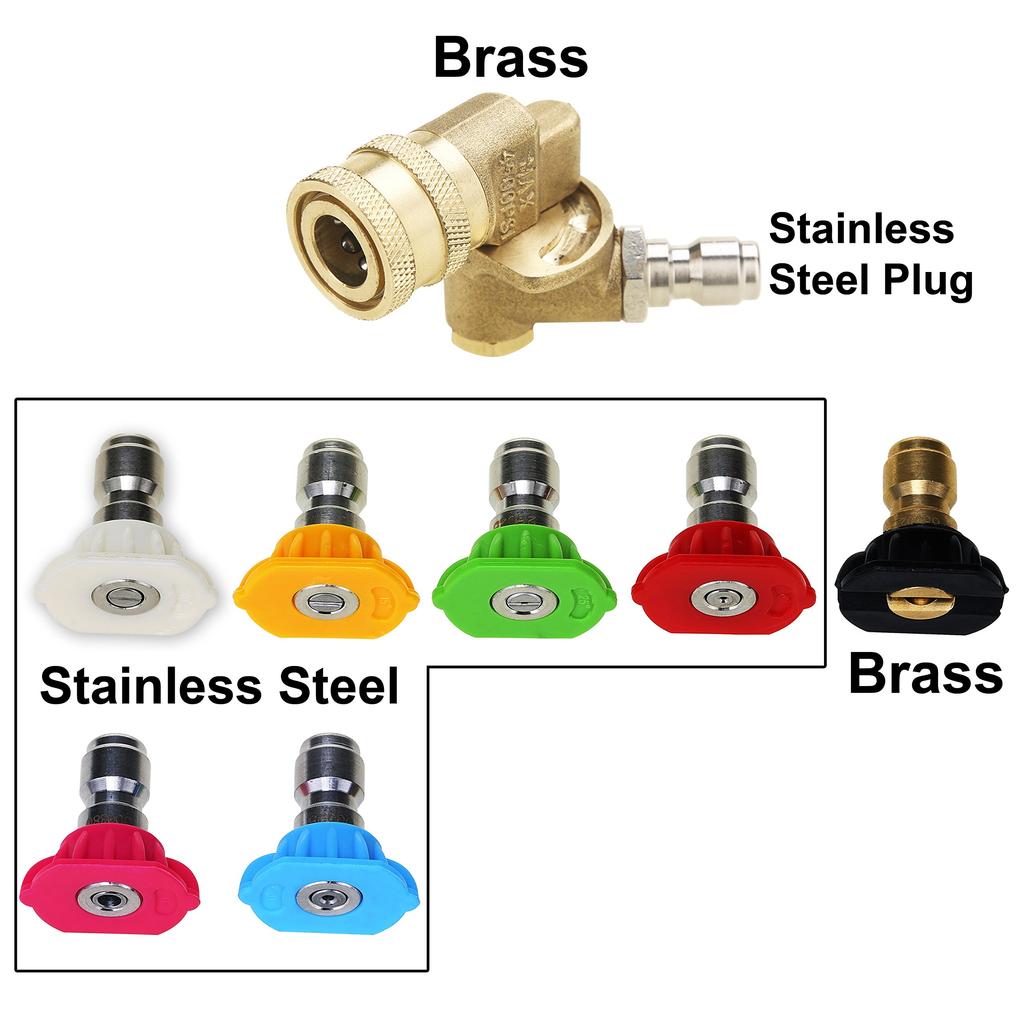 M MINGLE Pressure Washer Accessory Kit, 7 Washer Spray Nozzle Tips, Quick Connect Pivot Coupler, 1/4 Inch, 4500 PSI, 8 Pack
