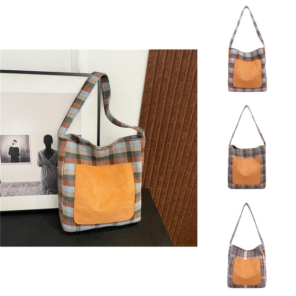 Street Style Plaid Shoulder Bag For Daily Use With Magnetic Closure And Phone Pocket