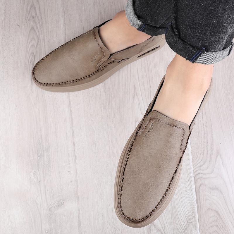 Fashion Brand New Handmade Leather Men Shoes Thick Soled Non-slip Fashion Sneaker Business Flats Casual Loafers Shoes Men Driving Shoes