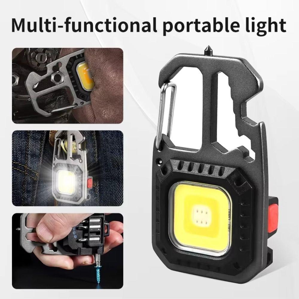 USB Rechargeable COB Keychain Work Light Magnetic Camping Emergency Light  Outdoor