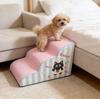 Pet Cute Checkered Staircase Small Dog on Sofa Climbing Ladder Dog Bed Step Mat Removable Washable Cat Ramp