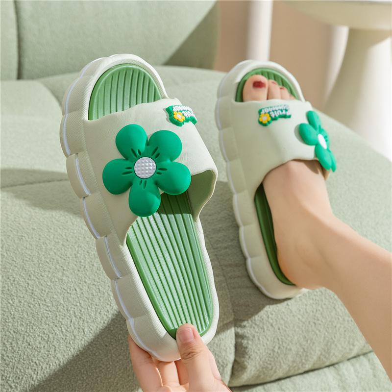 Einteilige Hausschuhe für Damen-Sommer-Hausbekleidung, rutschfeste Indoor-Hausschuhe für zu Hause, niedliche Badesandalen mit dicker Sohle und weicher Sohle für Damen