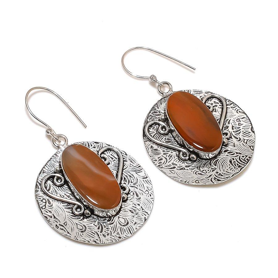 Natural Polychrome Jasper 925 Sterling Silver Jewelry Earring 2.17" ZS-1391