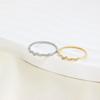 Trendy 14K Gold-Plated Stainless Steel Three Zircon Wave Design Engagement Gift Ring Women Hypoallergenic Waterproof