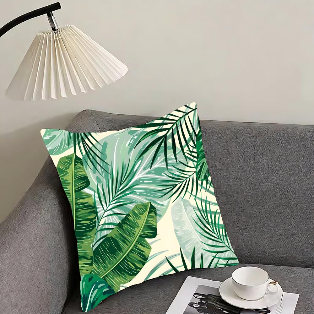 Palm Leaves Fashion Cushion Cover Pillowcase Ultra Soft Skin Friendly Fabric Cloud Like Comfort  Concealed Zipper
