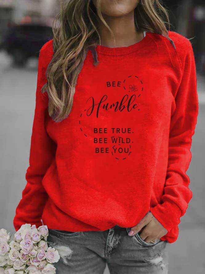 Women's Printed Letter Pattern Round Neck Hoodie