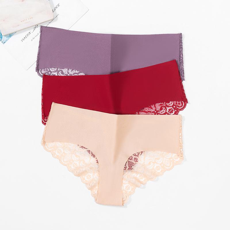 Lace Women's Panties Ice Silk Breathable Underwear Femme Sweet Briefs Sexy Lingerie Soft Comfort Underpants