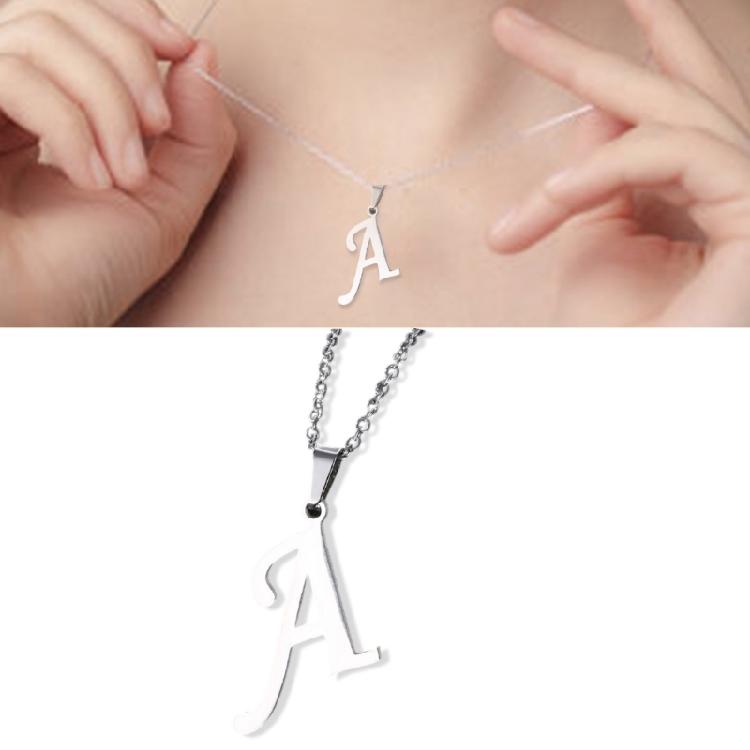 Fashion Stainless Steel Necklace with Letter Pendant Unique Ear Studs Unisex Pendant Necklace Suitable for Adding Charm