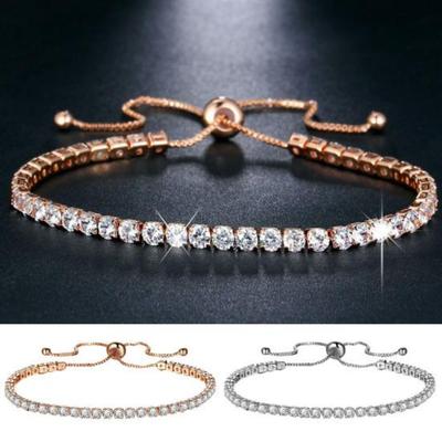 Bracelet de luxe en Zircon cubique à une rangée pour femmes, Bracelet réglable