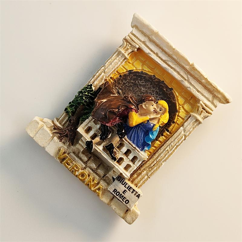 Itália Verona Romeu e Julieta 3D Estereoscópico Lembranças Turísticas Pintura em Resina Decoração Casa Ímãs de Geladeira