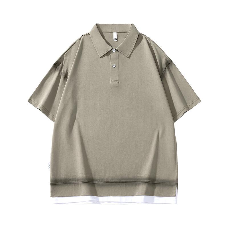 Sommer Herren POLO-Shirt Revers Kurzarm Fake Zweiteiler Herren Revers Dünnes Kurzes T-Shirt
