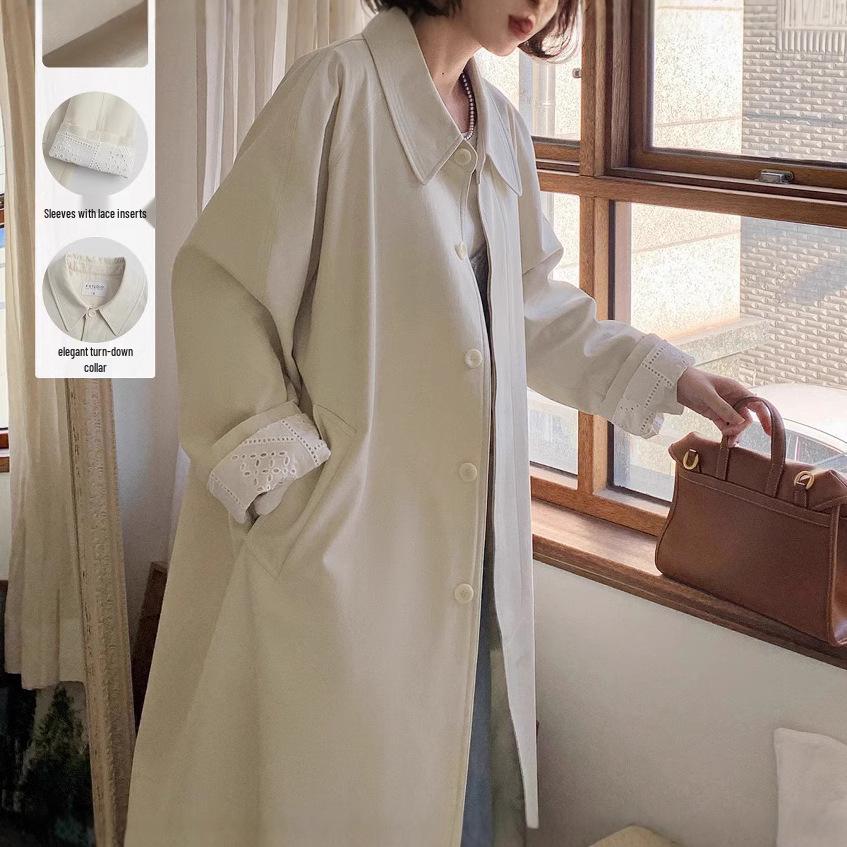 2025 Pre-Sale: Women's Off-White Long Loose Trench Coat for Spring